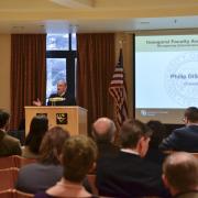 Chancellor DiStefano introduces the inaugural Faculty Awards Celebration.