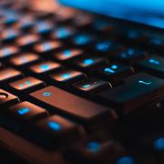 LED keyboard at night