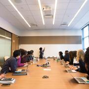 Employees engage in a workshop