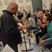 Michael Sachs works with CU Boulder trumpet section during 2015 Cleveland Orchestra residency