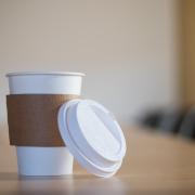 Coffee cup in a board room