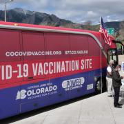 Mobile COVID-19 vaccine clinic bus.