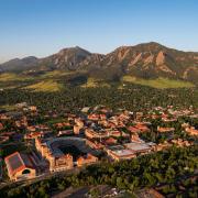 Early morning aerial of CU Boulder