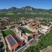 Aerial view of the CU Boulder campus