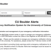 CU Alerts login page