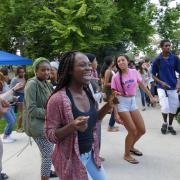 Scene from welcome back BBQ at Regent lawn during Fall Welcome