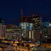 Panorama of the Denver skyline at night