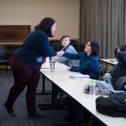 Kathryn Leslie leads a “Queering Classrooms, Impacting Climate” session.