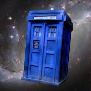 Doctor Who phone booth in outer space