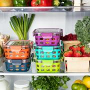 Fresh fruits and veggies in a refrigerator