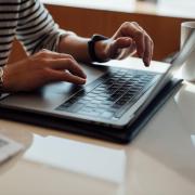 person studying on laptop