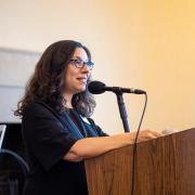 Vice Provost Michele Moses speaks at a Faculty Affairs ceremony