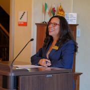 Vice Provost Michele Moses addresses attendees at the 2023 Fall Convocation and Awards Ceremony