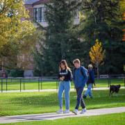 Students walking on campus