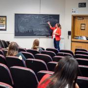 students in physically distanced classroom