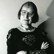A black and white photo of Hazel Barnes