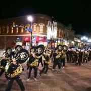 CU marching band plays in the Homecoming parade on Pearl Street