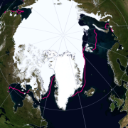 satellite image showing arctic ice cover