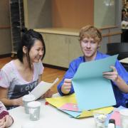 Students work on crafts at a UMC event