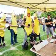 Students in banana suits at the Be Involved Fair