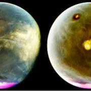 Mars is seen in ultraviolet images throughout the day.