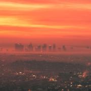 Smog hangs over the LA skyline