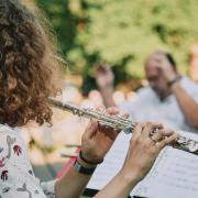 flautist playing outside