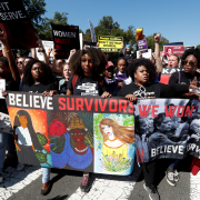 Women participating in a demonstration