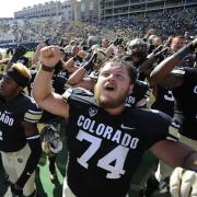 Alex Kelley sings fight song after a Buff victory over UMass