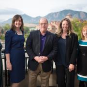 Professor Mark Meaney, center, and students