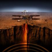 Artist rendering of NASA's InSight lander on Mars