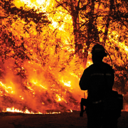 Firefighters fighting a huge fire