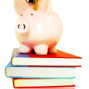  Piggy bank on books