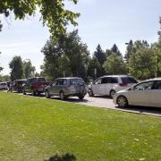 Cars are parked during Move In 2016