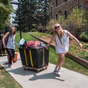 Students moving in on the CU Boulder campus.