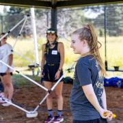 students participating in the Journey Leaders rope course