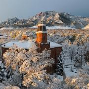 Old Main dusted with snow