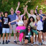 Diverse group of New Buffs celebrate during move-in