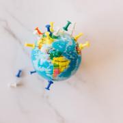 Globe map with push pins