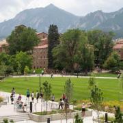 Students on CU Boulder campus