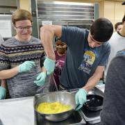 Students participating in Ralphie's Cooking Class