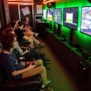 students gaming in the video game bunker