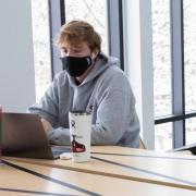 students studying inside