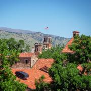 Old Main through the mountains