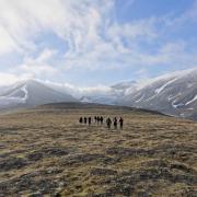People hiking in Svalbard
