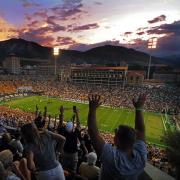 CU fans cheer on the Buffs during sunset football game