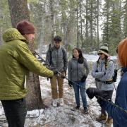 students on snowy mountain during leadership course