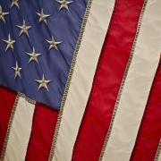 Close-up of part of stitched U.S. flag.