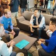 Students chat during a Veteran and Military Affairs networking night