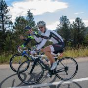 Cyclists riding on a road